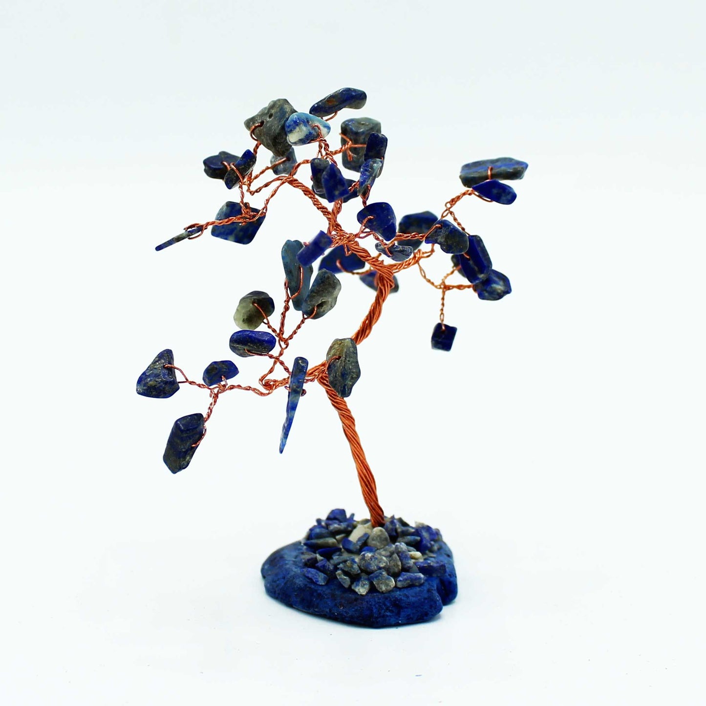 Arbre à pierres précieuses : Sodalite sur base d'agate bleue (35 pierres)