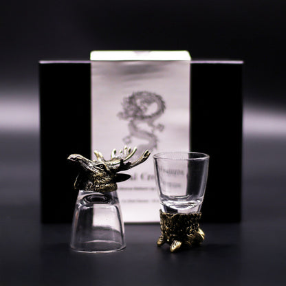 Gift set of 6 shot glasses (50 ml) - Wild Forest Creatures - Antique Bronze