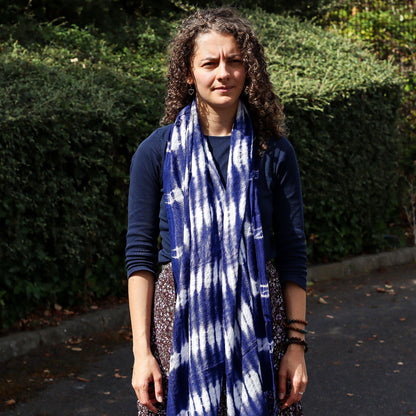Boho Java Art Estola/Bufanda - Rayas índigo - 62x200cm