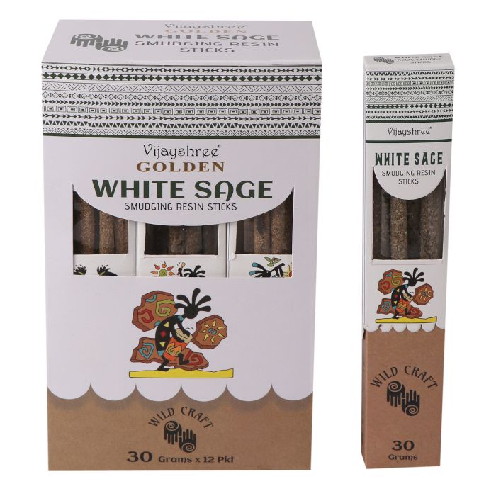Golden White Sage Smudging Resin Sticks 30g (6 Count)