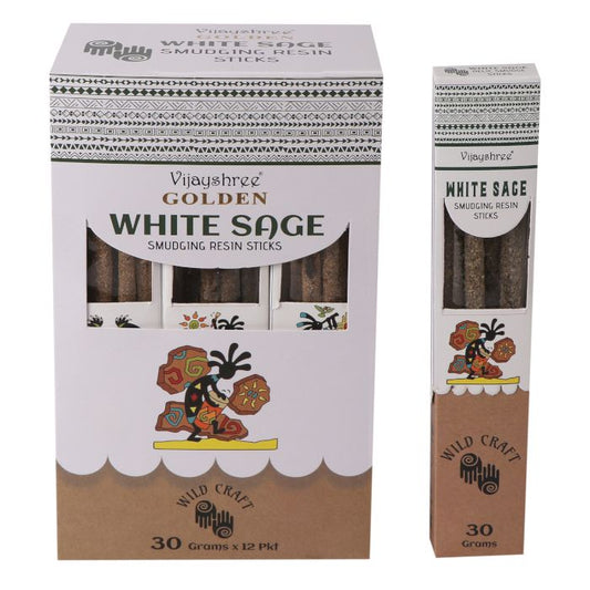 Golden White Sage Smudging Resin Sticks 30g (6 Count)