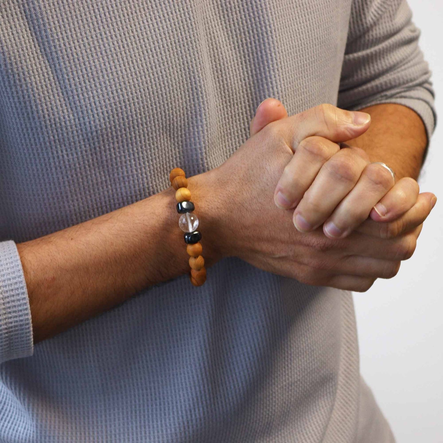 Cedar Bracelet - Crown Chakra - Clear Quartz