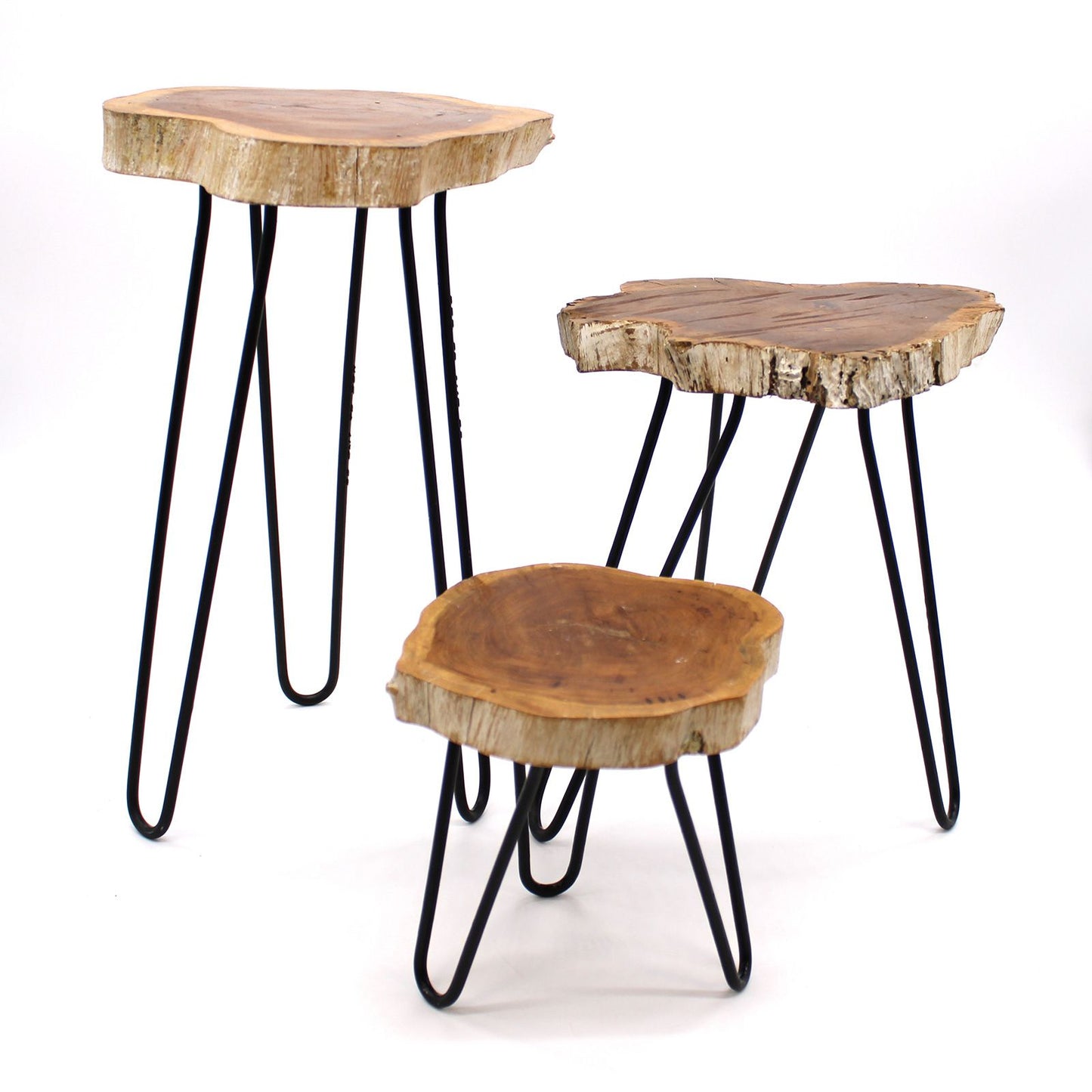 Juego de 3 maceteros de madera Gamell - Whitewash