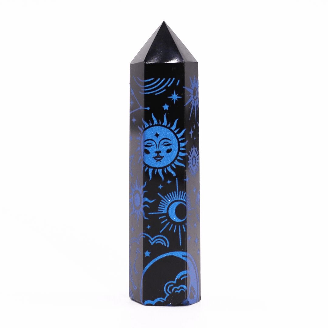 Black Obsidian Points (approx 60-70 gm 9cm) - Mystical History - Dark Blue