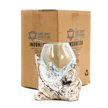 Vidrio fundido sobre madera blanqueada - Tazón mediano