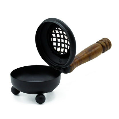 Medium iron incense burner - gold detail