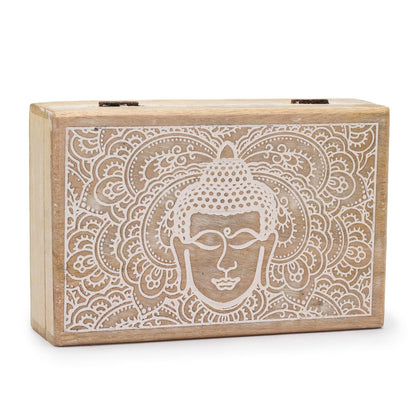 Caja rectangular grande 21.5x14x6.3cm - Cara de Buda Blanco