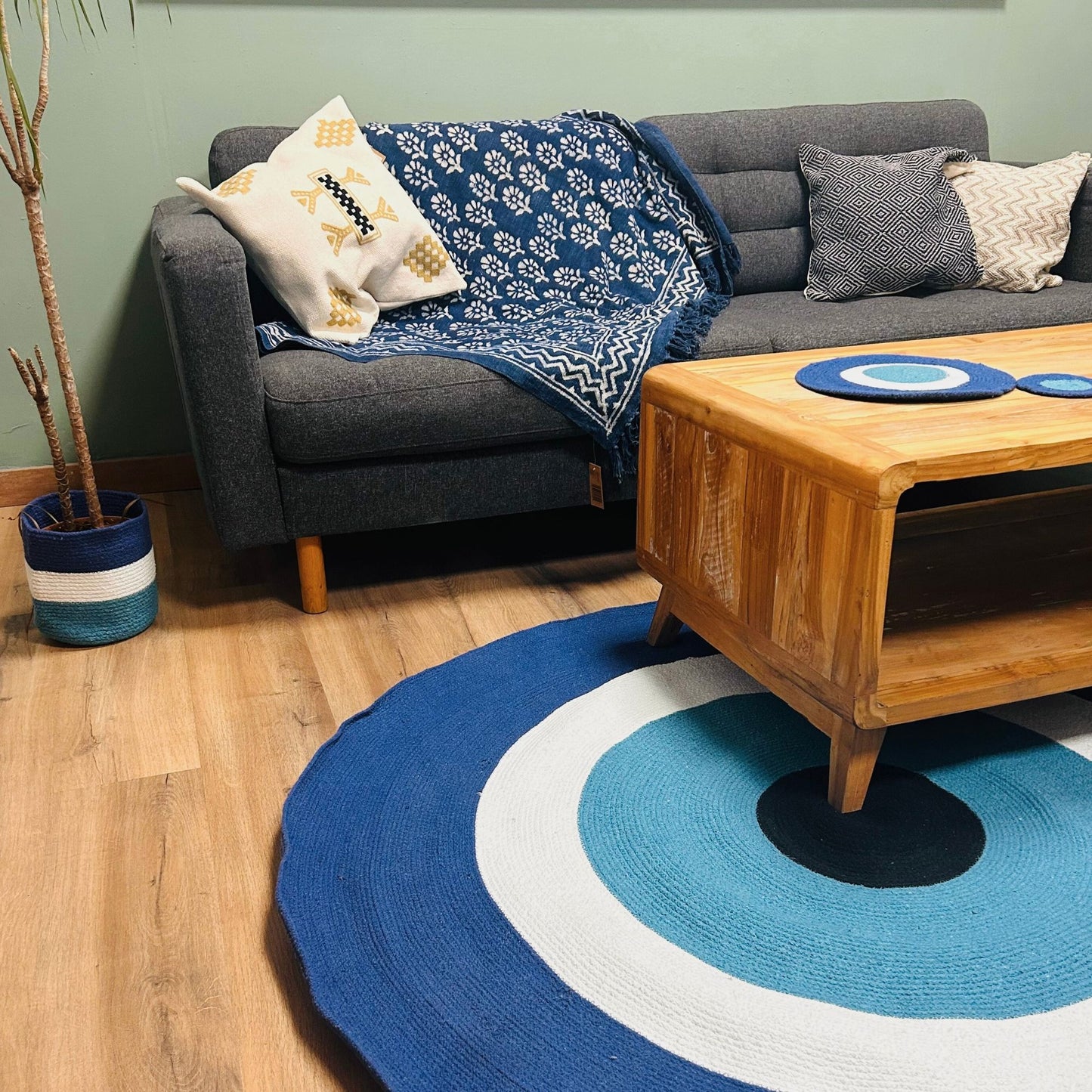 Alfombra mal de ojo de cuerda de algodón 150cm