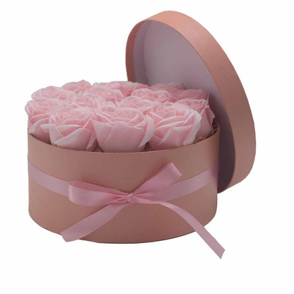 Gift Box - Soap Flower 14 Pink Roses - round