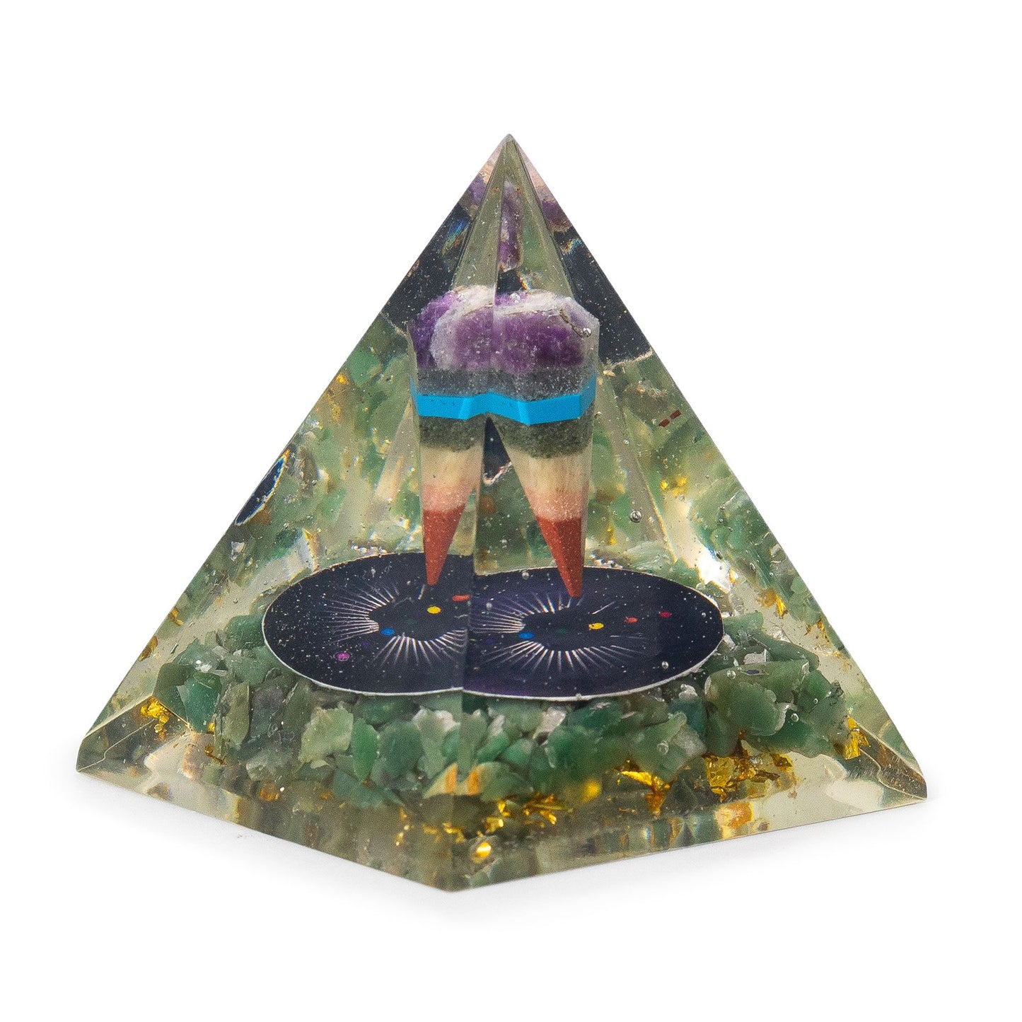 Med Orgonite Pyramids 7x6 cm - Pendulum - Green Aventurine Chips