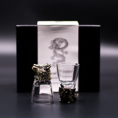 Gift set of 6 shot glasses (50 ml) - Wild Forest Creatures - Antique Bronze