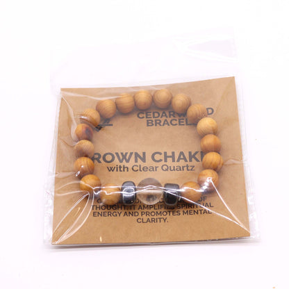 Cedar Bracelet - Crown Chakra - Clear Quartz