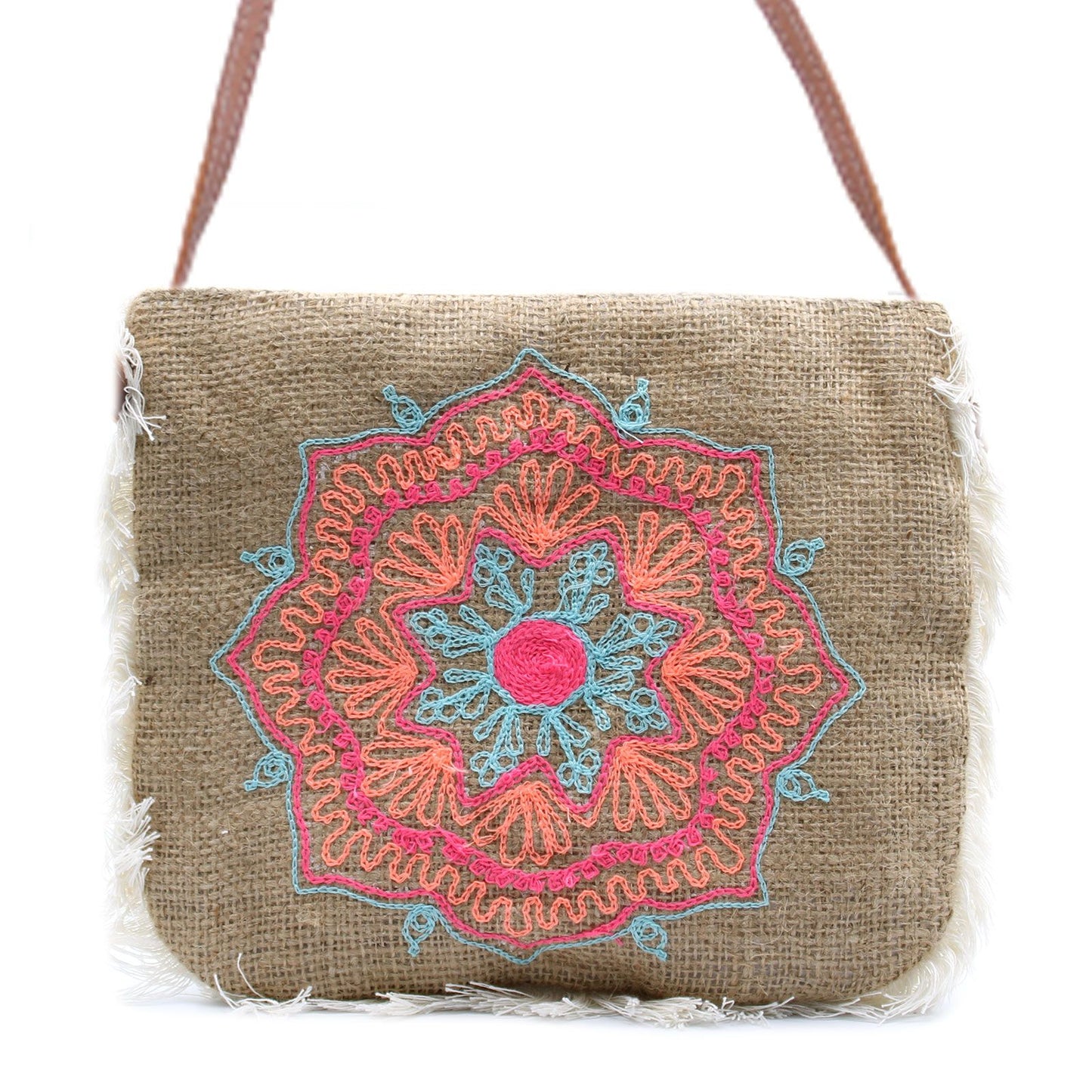 Bolso con flecos - Bordado Mandala