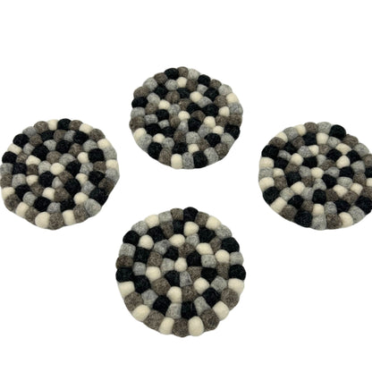 Round felt coasters, 10 cm, multicolored grey (set of 4)