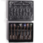 Set de 7 Cucharas de Bruja de Cristal con Piedra Preciosa de Bronce