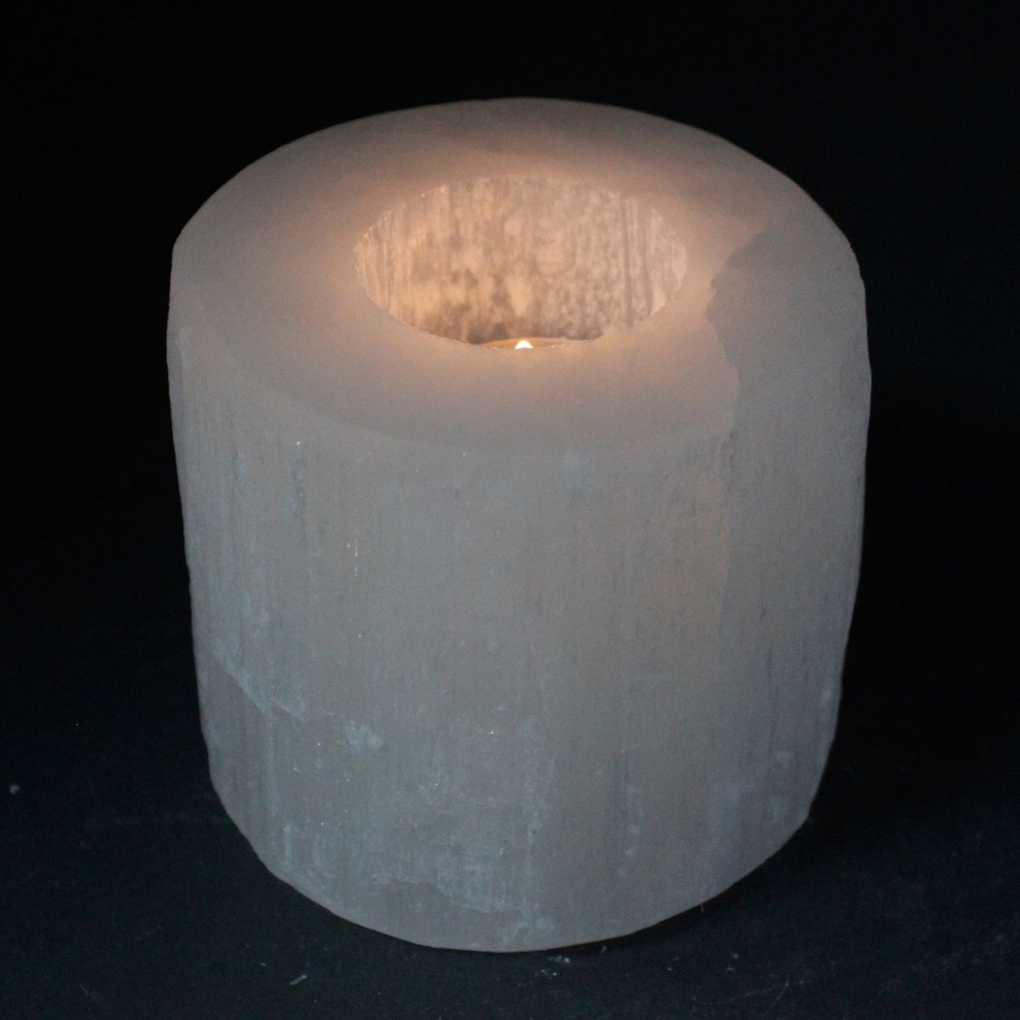 Selenite cylinder candlestick - 8 cm