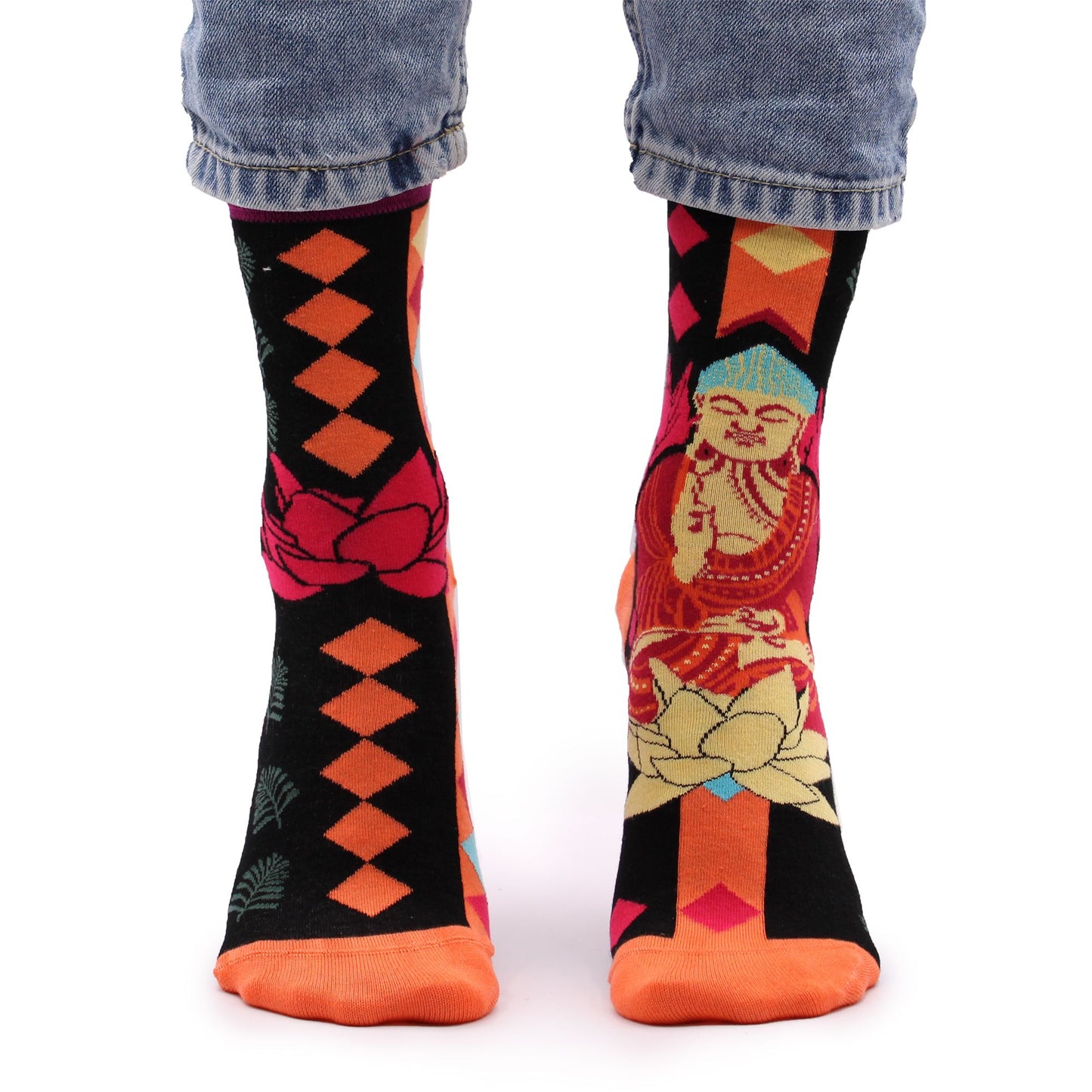 Hop Hare Bamboo Socks (S/M) - Pink Buddha &amp; Lotus