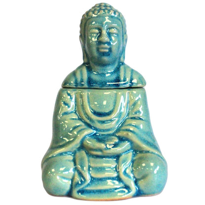 Seated Buddha Oil Burner - Blue