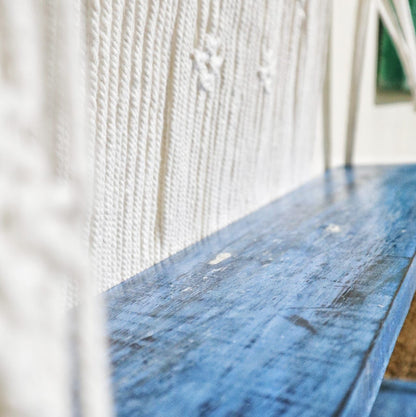 Natural Macrame Hanging Shelves - Blue
