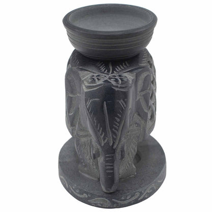 Soapstone Oil Burner 10.5 cm - Standing Elephant