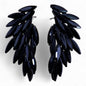 Vintage Crystal Earrings - Angel Wings - Jet Black