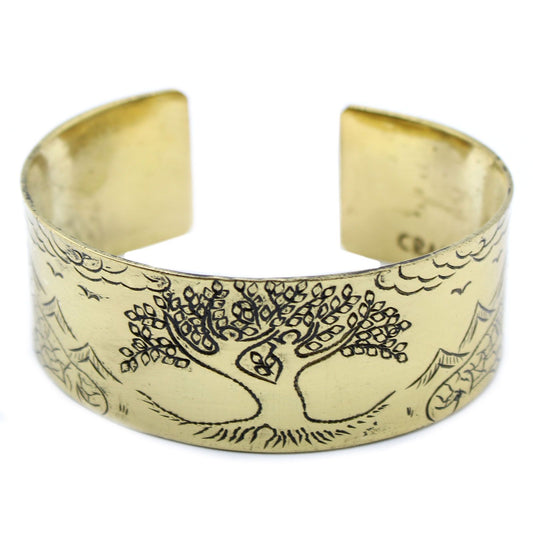 Tibetan Brass Mantra Bracelet - Tree of Life