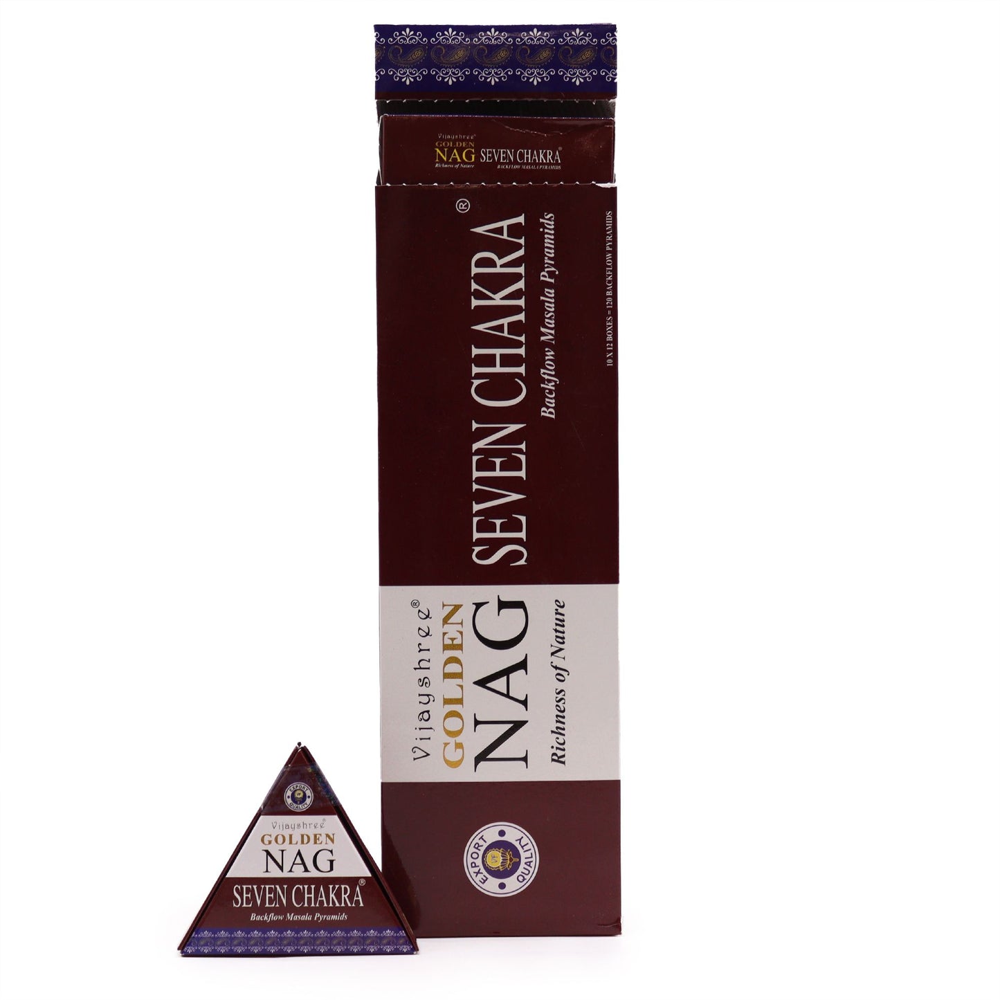 Jumbo Gold Nag Incense Cones - Seven Chakras Reflux 42g