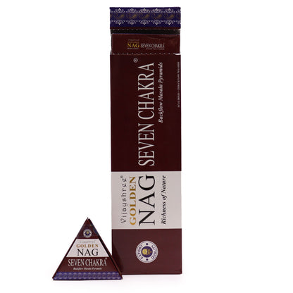 Jumbo Gold Nag Incense Cones - Seven Chakras Reflux 42g