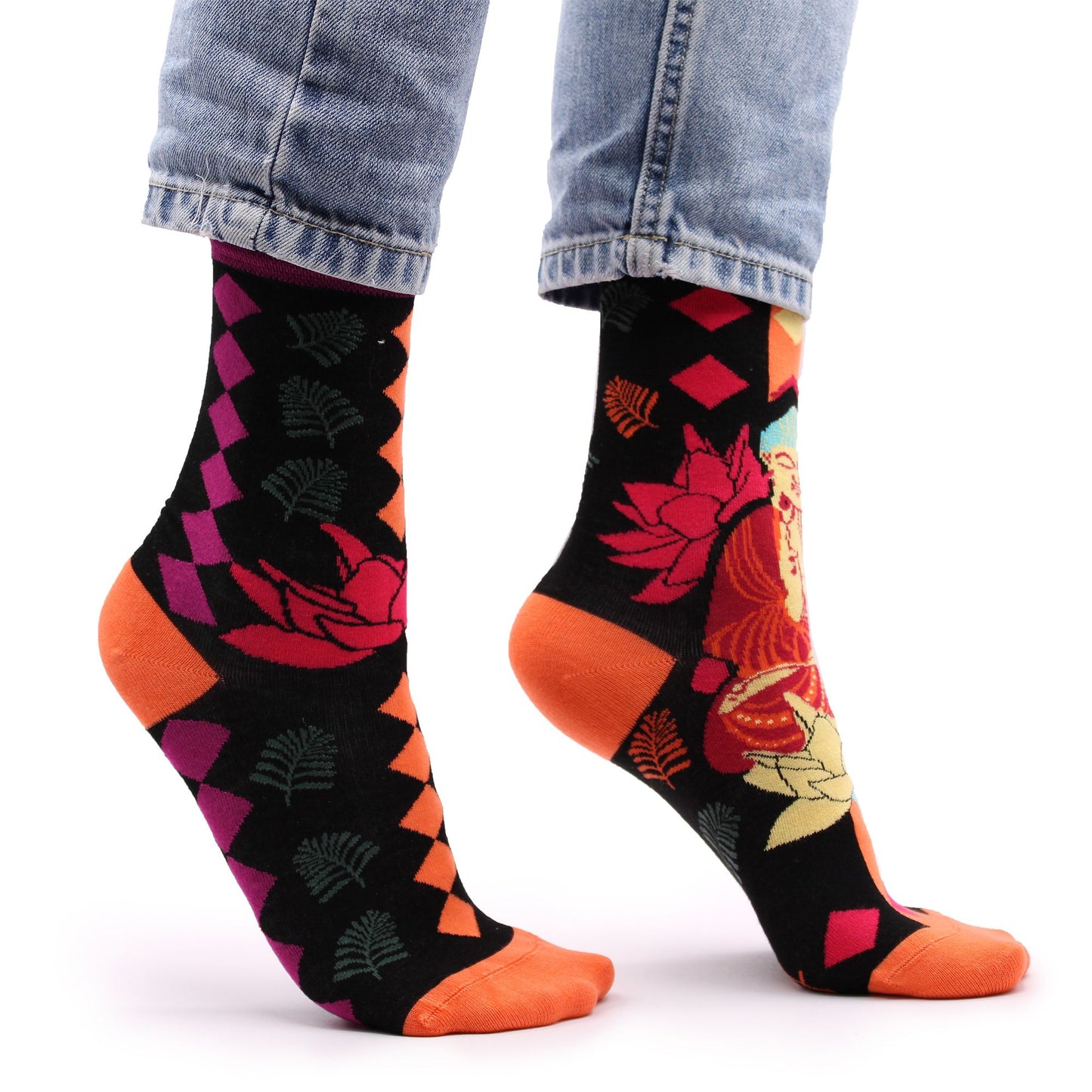 Hop Hare Bamboo Socks (S/M) - Pink Buddha &amp; Lotus