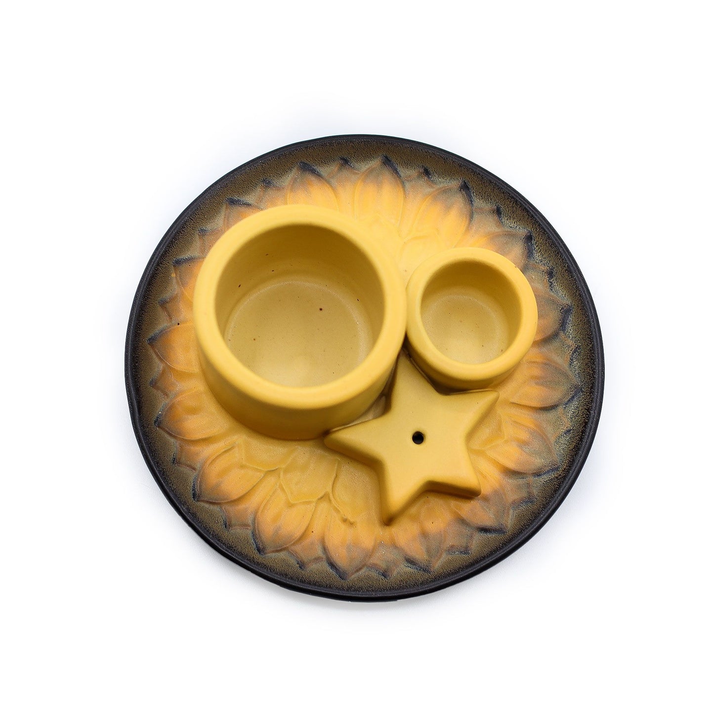 Ceramic holder for Palo Santo and Incense - Mandala - Sand and Gray