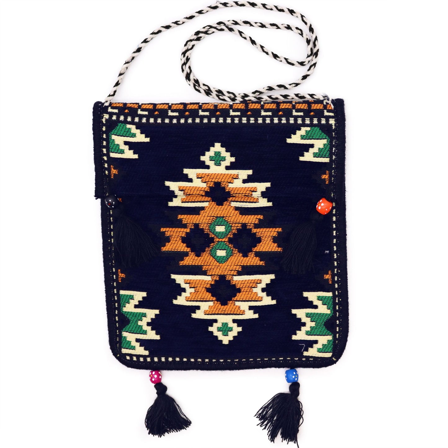 Bolso bandolera de festival Kilim azul marino oscuro