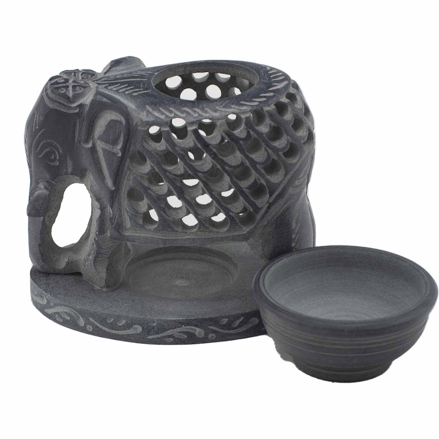 Soapstone Oil Burner 10.5 cm - Standing Elephant
