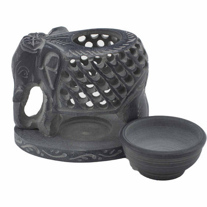 Soapstone Oil Burner 10.5 cm - Standing Elephant