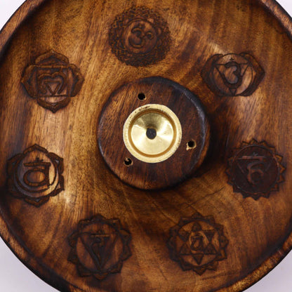Incense holder disc for cones and sticks - 7 Chakras