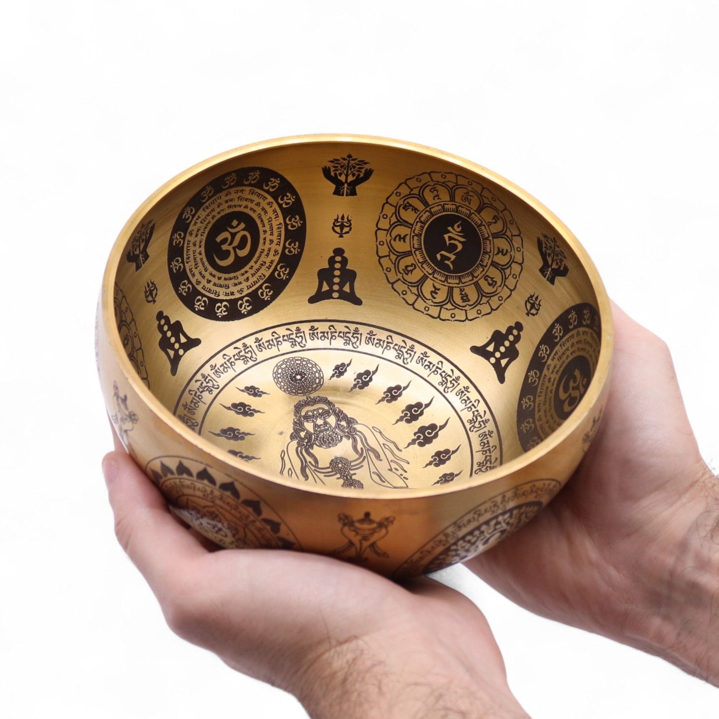 Cuenco Latón puro grabado Yogi - Juego de 4 - Aprox. 3,85 kg