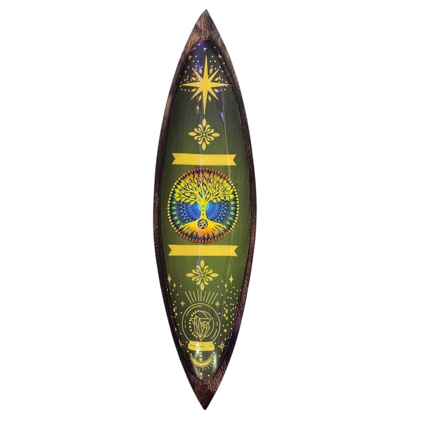 Enameled incense holder - Mango wood - Tree of life