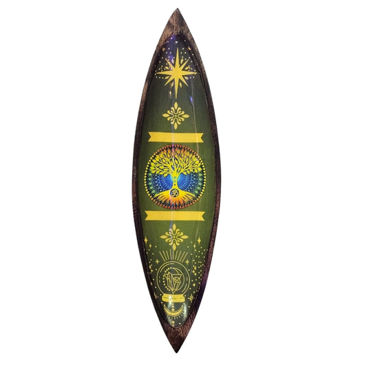 Enameled incense holder - Mango wood - Tree of life