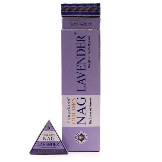 Jumbo Gold Nag Incense Cones - Lavender Backflow 42g