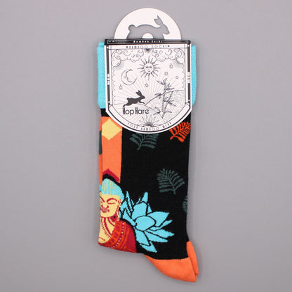 Hop Hare Bamboo Socks (S/M) - Blue Buddha &amp; Lotus