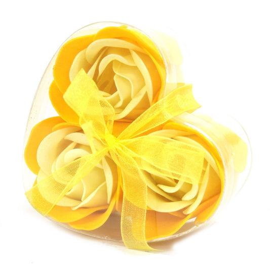 Set of 3 Soap Flowers Heart Box - Spring Roses