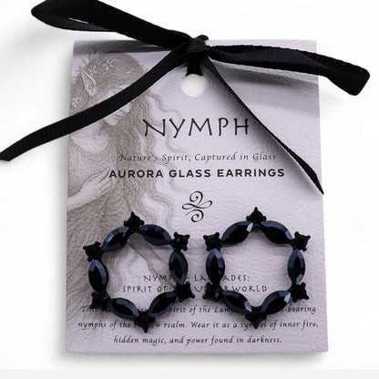 Vintage Crystal Hoop Earrings - Jet Black