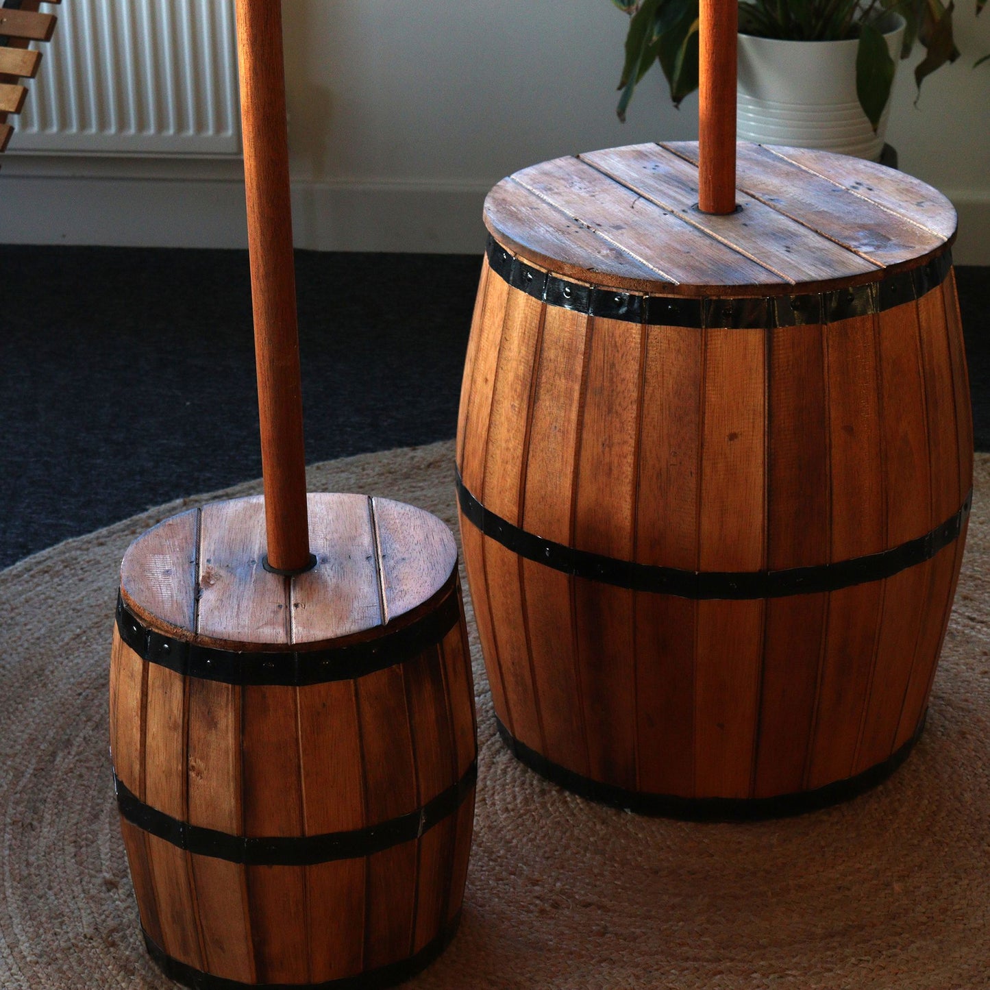 Beer Barrel Stool and Umbrella Stand - Natural