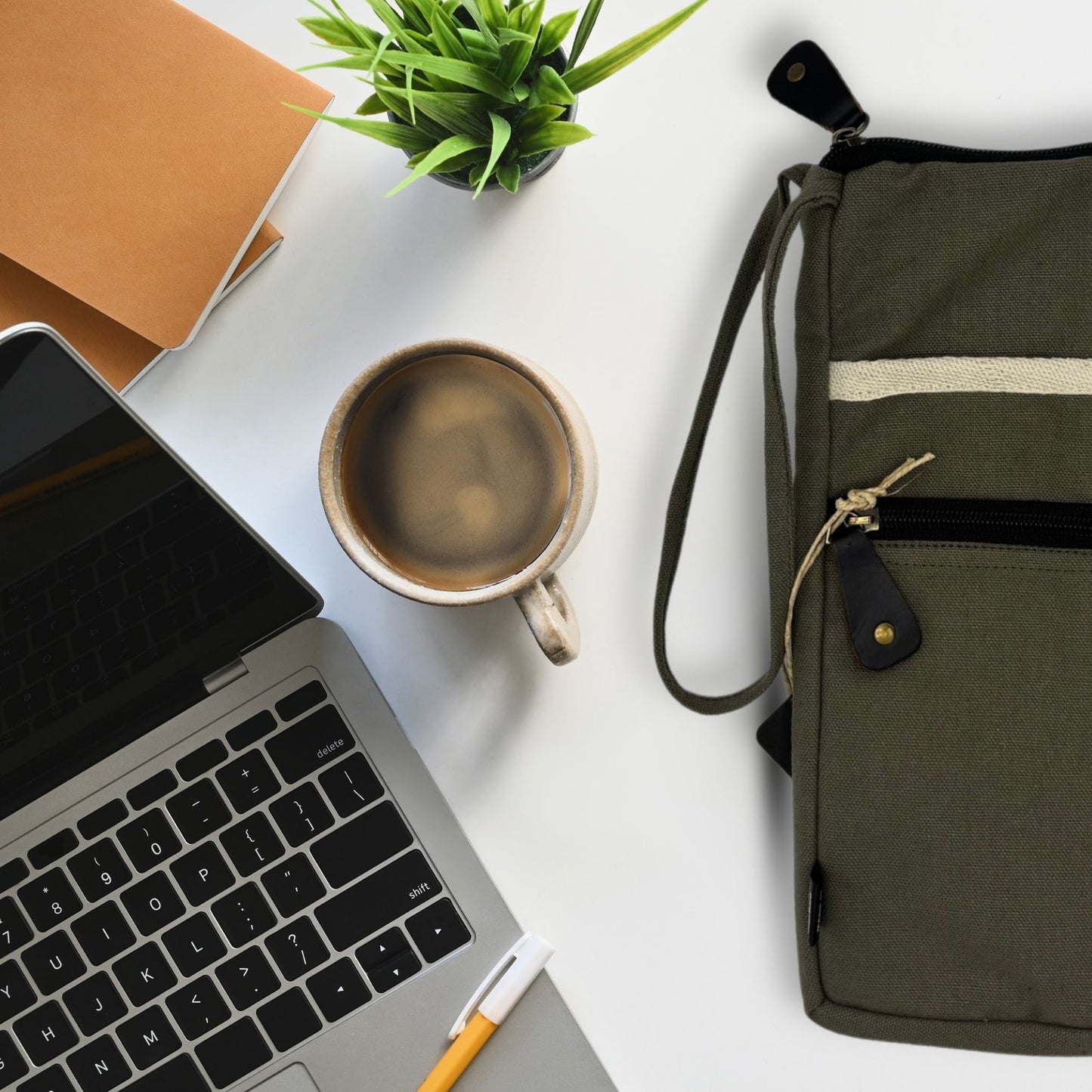 Large Canvas Laptop Sleeve - Olive