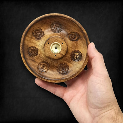 Incense holder disc for cones and sticks - 7 Chakras