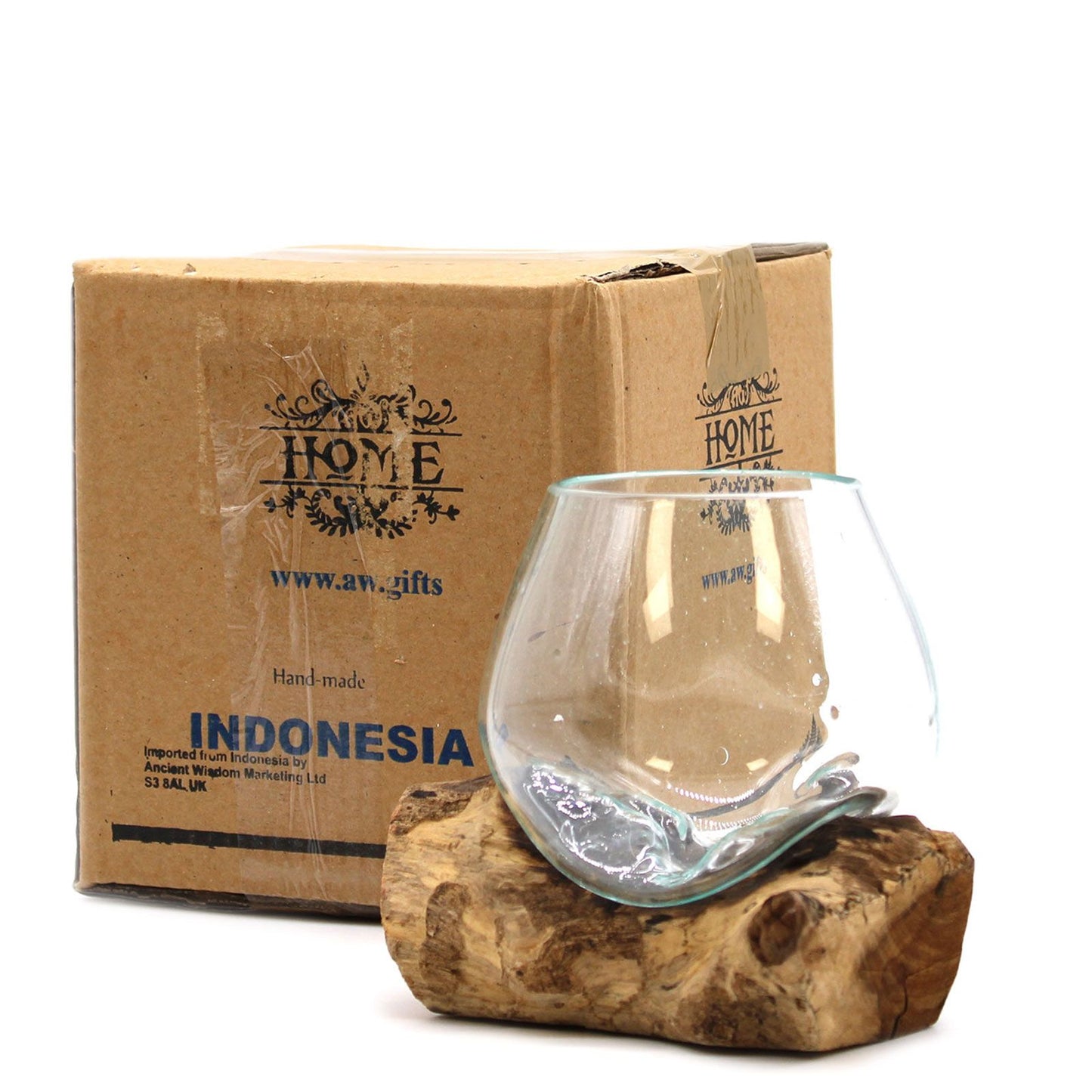 Bol en verre fusionné sur bois