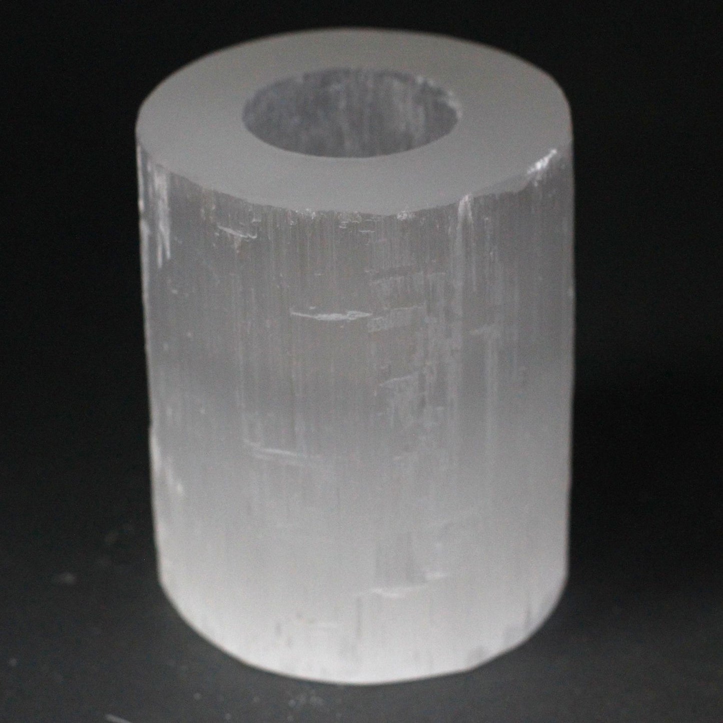 Selenite cylinder candlestick - 10 cm