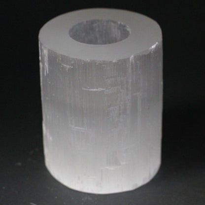 Selenite cylinder candlestick - 10 cm