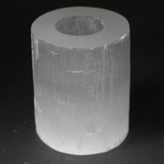Selenite cylinder candlestick - 10 cm
