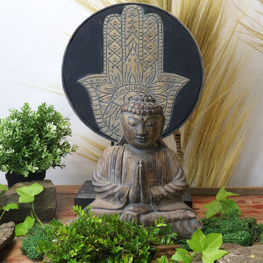Ensemble Bouddha Feng Shui - Hamsa - Gris