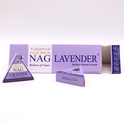Jumbo Gold Nag Incense Cones - Lavender Backflow 42g